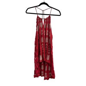 Free People XS Red Arrow Print Tunic Tank Strappy Sleeves Boho Style
